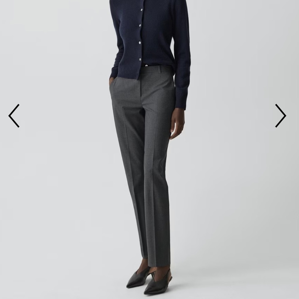 Theory Treeca Full Length Pant in Good Wool - Charcoal Melange 00